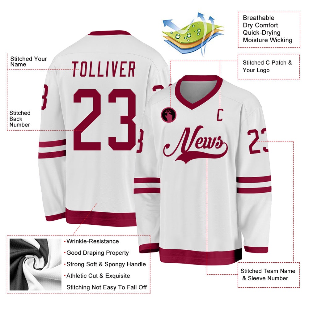 Custom White Maroon Hockey Jersey, New Hockey Jersey, Personali Sport Team Jersey Shirt