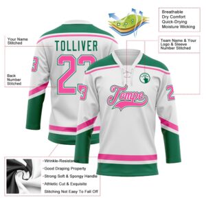 Custom White Pink Kelly Green Hockey Lace Neck Jersey New Hockey Jersey Personali Sport Team Jersey Shirt 3 jpj4g4.jpg