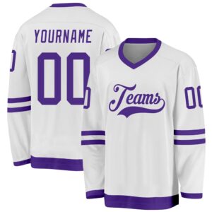 Custom White Purple Hockey Jersey, New Hockey&hellip;