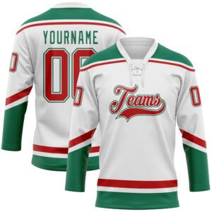 Custom White Red Kelly Green Hockey Lace&hellip;
