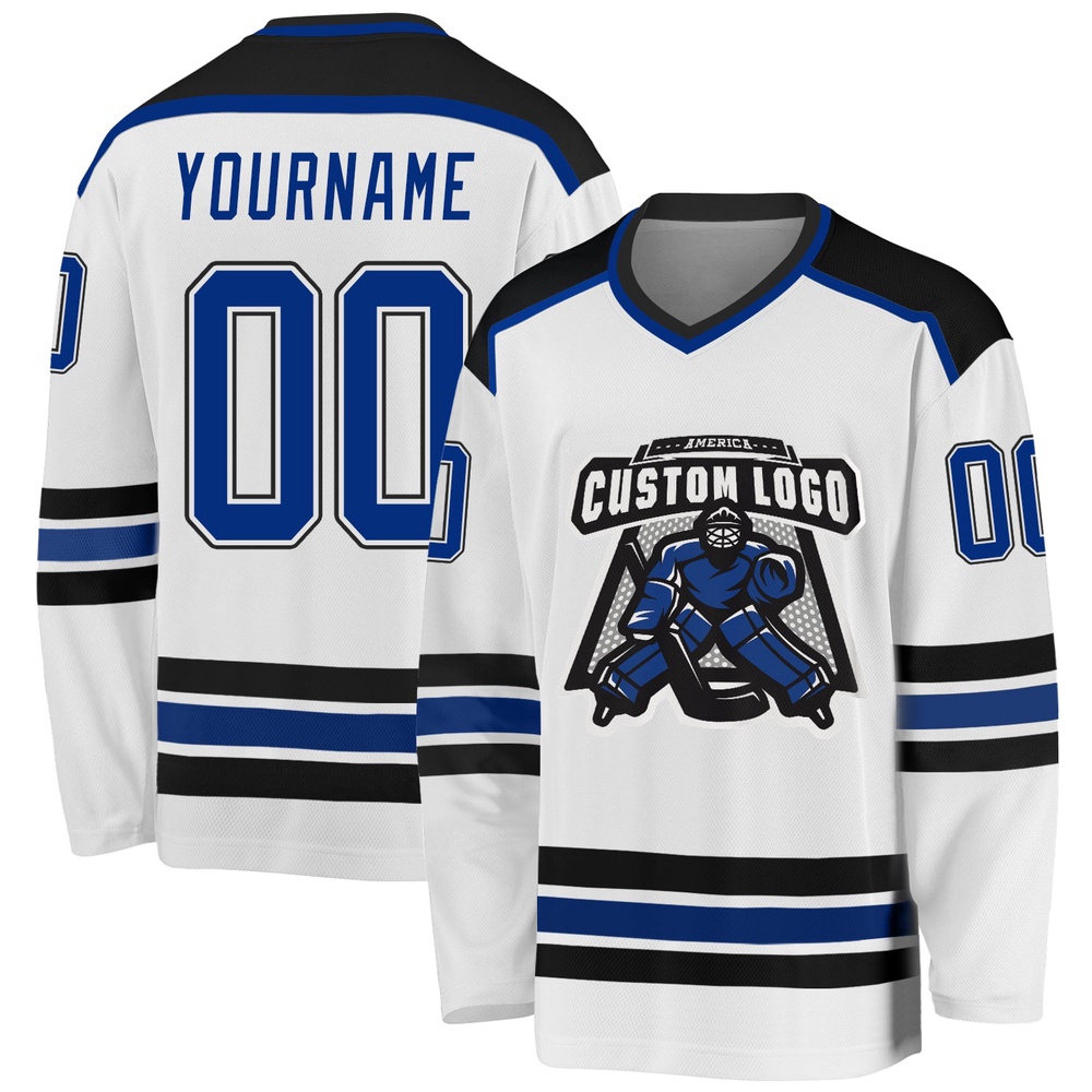 Custom White Royal Black Hockey Jersey, New Hockey Jersey, Personali Sport Team Jersey Shirt