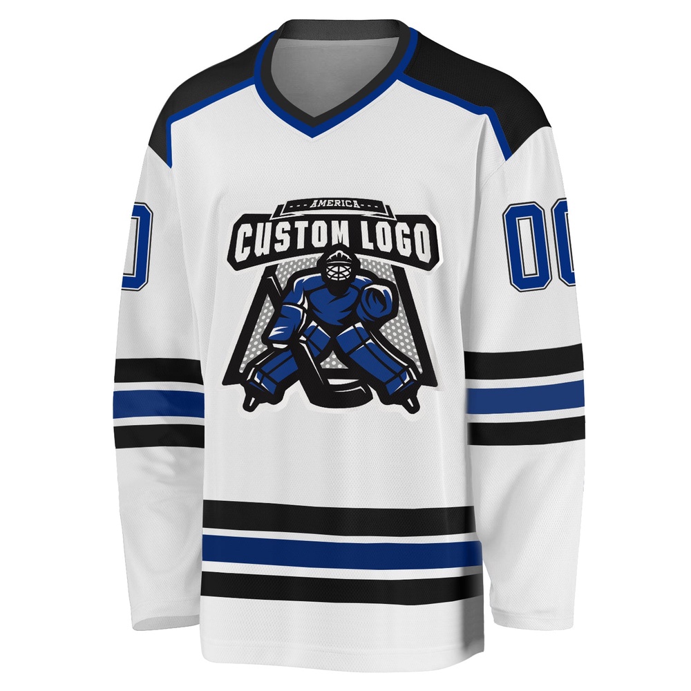 Custom White Royal Black Hockey Jersey, New Hockey Jersey, Personali Sport Team Jersey Shirt