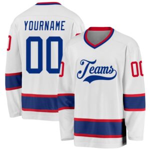 Custom White Royal Gold Hockey Jersey, New&hellip;