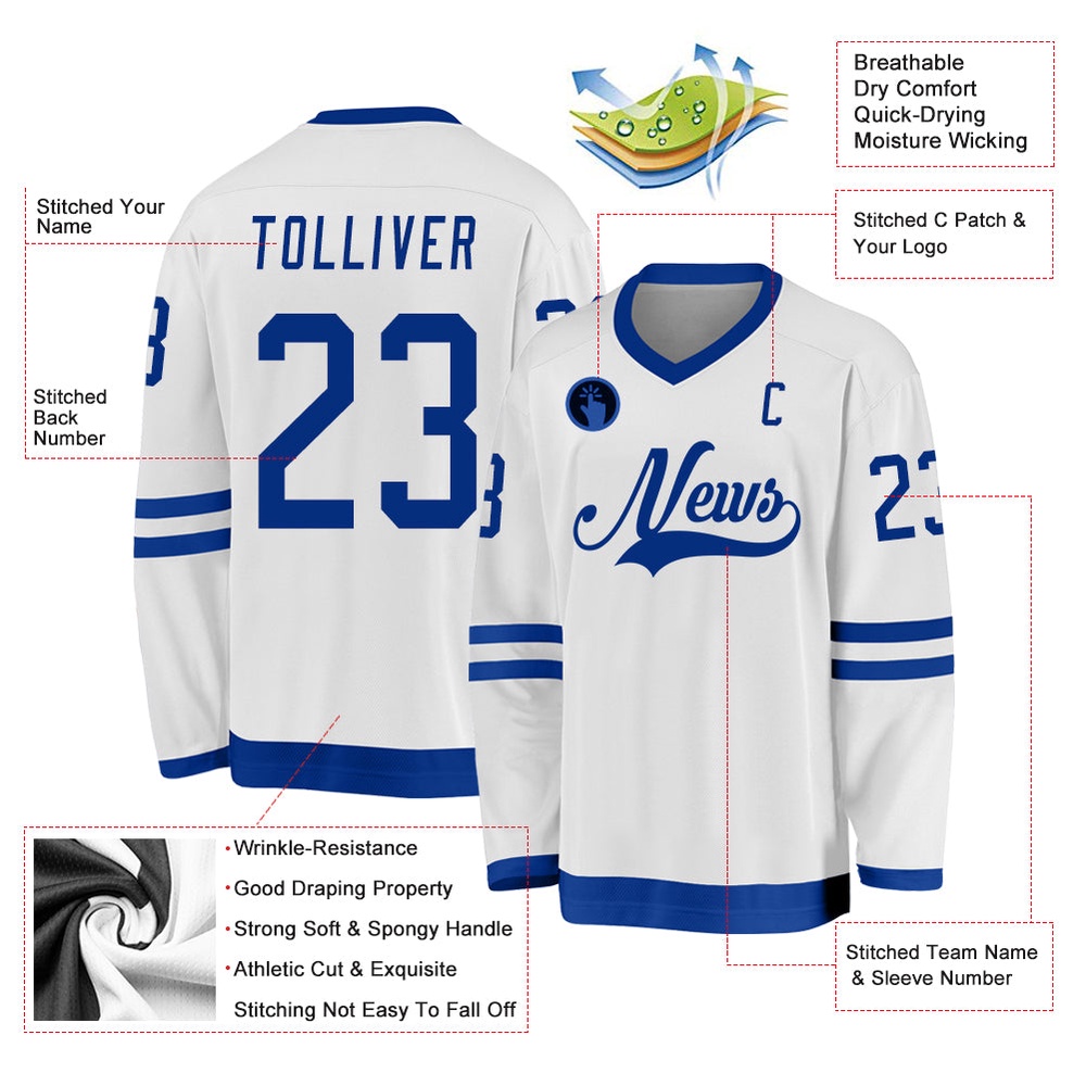 Custom White Royal Hockey Jersey, New Hockey Jersey, Personali Sport Team Jersey Shirt