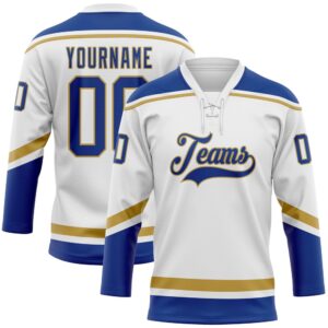 Custom White Royal Old Gold Hockey Lace&hellip;
