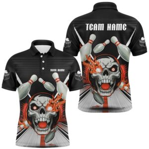 Customizable Red Orange Flame Bowling Shirts, Skull&hellip;