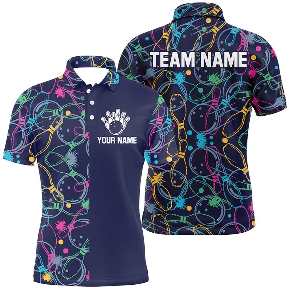 Customized Men Bowling Polo Shirts, Bowling Team Polo Shirt Bowling League Outfits, Personalized Bowling Team Shirt