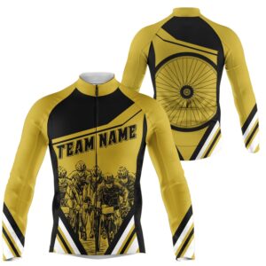Customized Men Cycling Team Jersey Yellow Biking&hellip;
