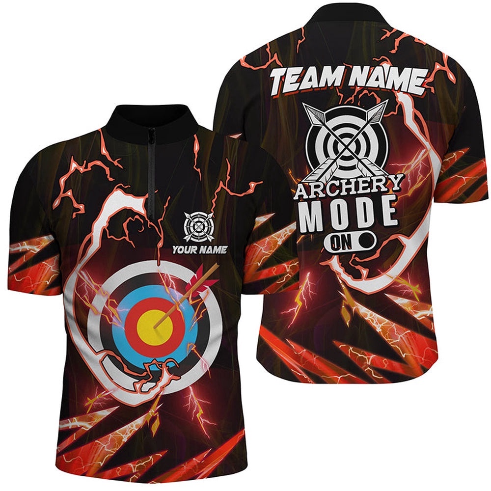 Customized Red Thunder Archery Mode On Men Jersey Shirts, Archery Jerseys Team Shirts, Custom Archery Team Shirt