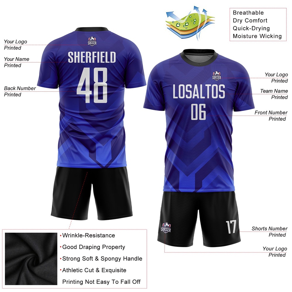 Dark Purple White Royal Navy Sublimation Soccer Uniform Jersey, Custom Team Soccer Jersey Shirt