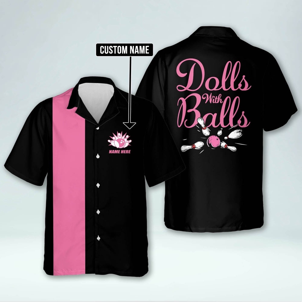 Doll With Balls Hawaiian Shirts Women, Custom Bowling Shirt, Custom Team Bowling Hawaiian Shirt