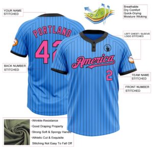 Electric Blue Black Pinstripe Pink Two Button Unisex Softball Jersey Custom Team Softball Jersey 3 hotjg7.jpg