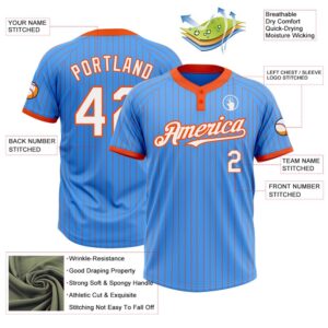 Electric Blue Orange Pinstripe White Two Button Unisex Softball Jersey Custom Team Softball Jersey 3 mz8kot.jpg