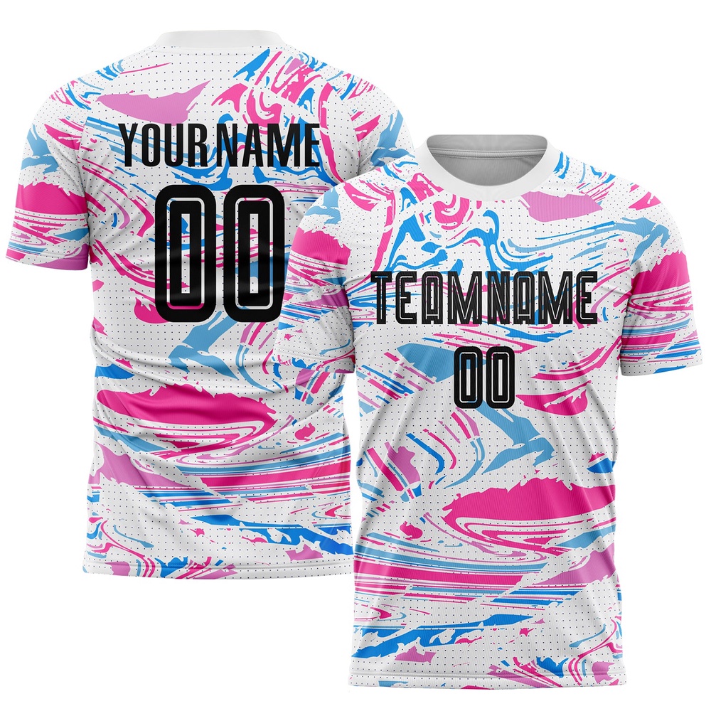 Figure Black Pink Sublimation Soccer Uniform Jersey, Custom Team Soccer Jersey Shirt