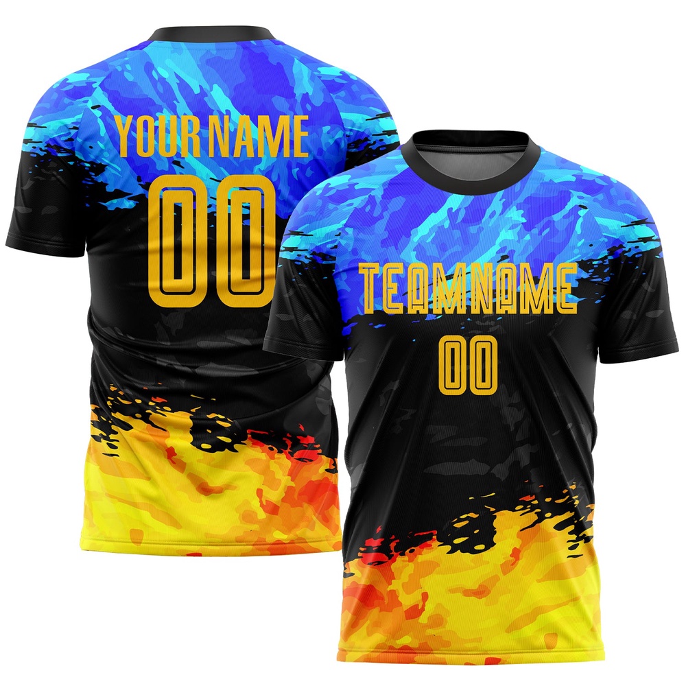 Figure Gold Royal Sublimation Soccer Uniform Jersey, Custom Team Soccer Jersey Shirt