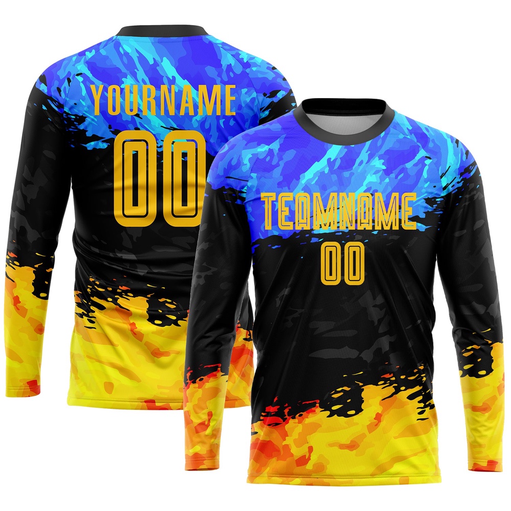 Figure Gold Royal Sublimation Soccer Uniform Jersey, Custom Team Soccer Jersey Shirt