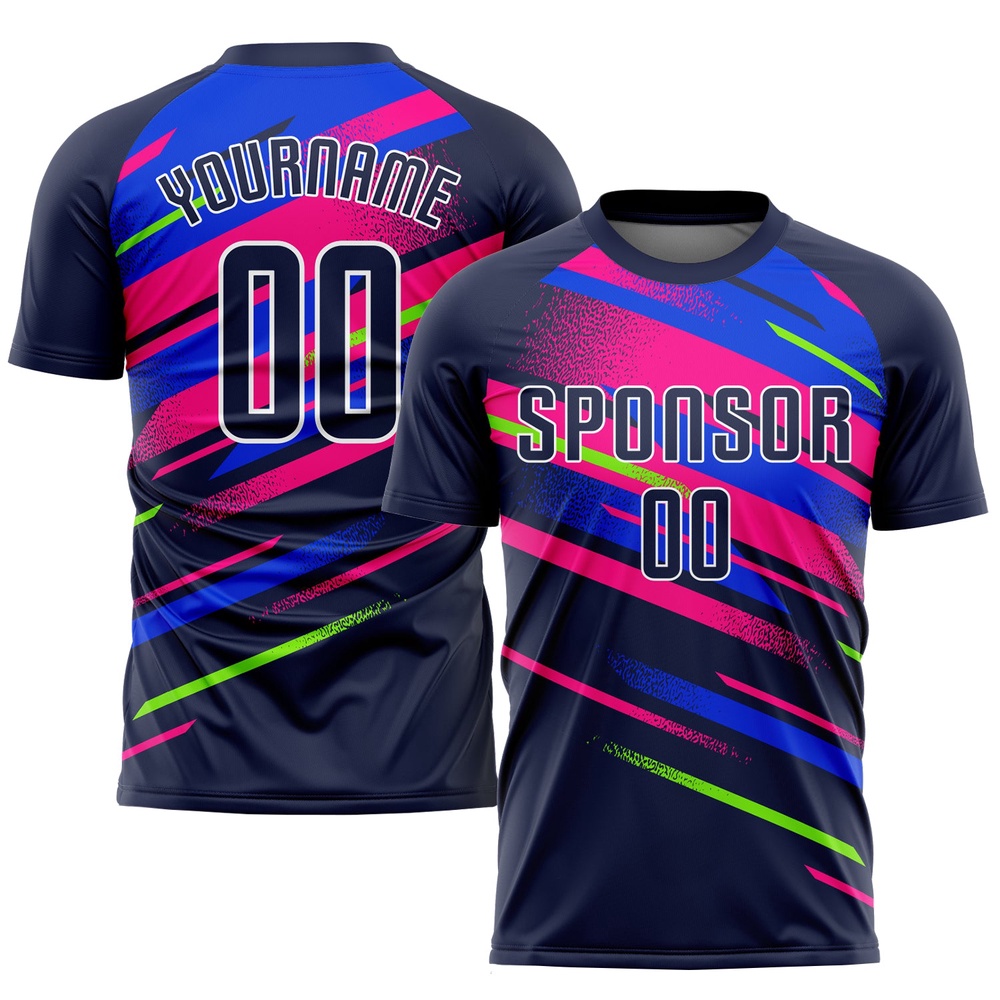 Figure Navy Royal Pink Sublimation Soccer Uniform Jersey, Custom Team Soccer Jersey Shirt