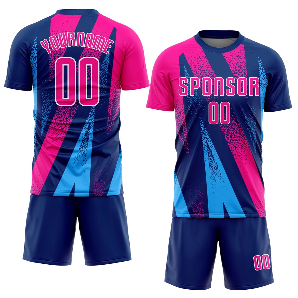 Figure Pink Royal Sublimation Soccer Uniform Jersey, Custom Team Soccer Jersey Shirt