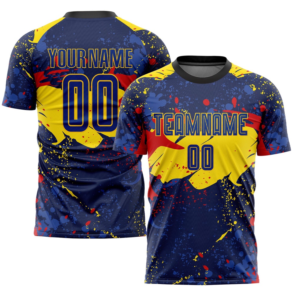 Figure Royal Gold Sublimation Soccer Uniform Jersey, Custom Team Soccer Jersey Shirt