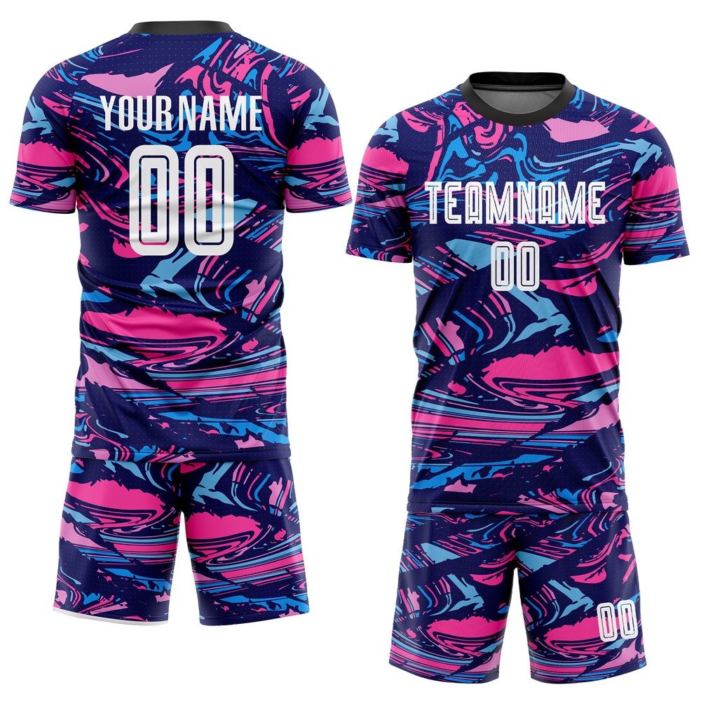 Figure White Pink Sublimation Soccer Uniform Jersey, Custom Team Soccer Jersey Shirt