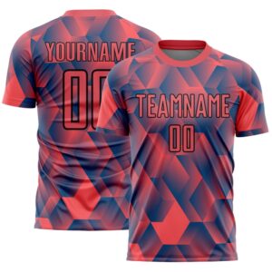 Fire Red Black Geometric Shapes Sublimation Soccer&hellip;