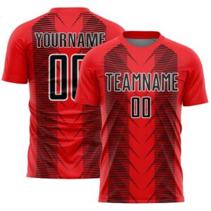 Fire Red Black White Lines Sublimation Soccer&hellip;