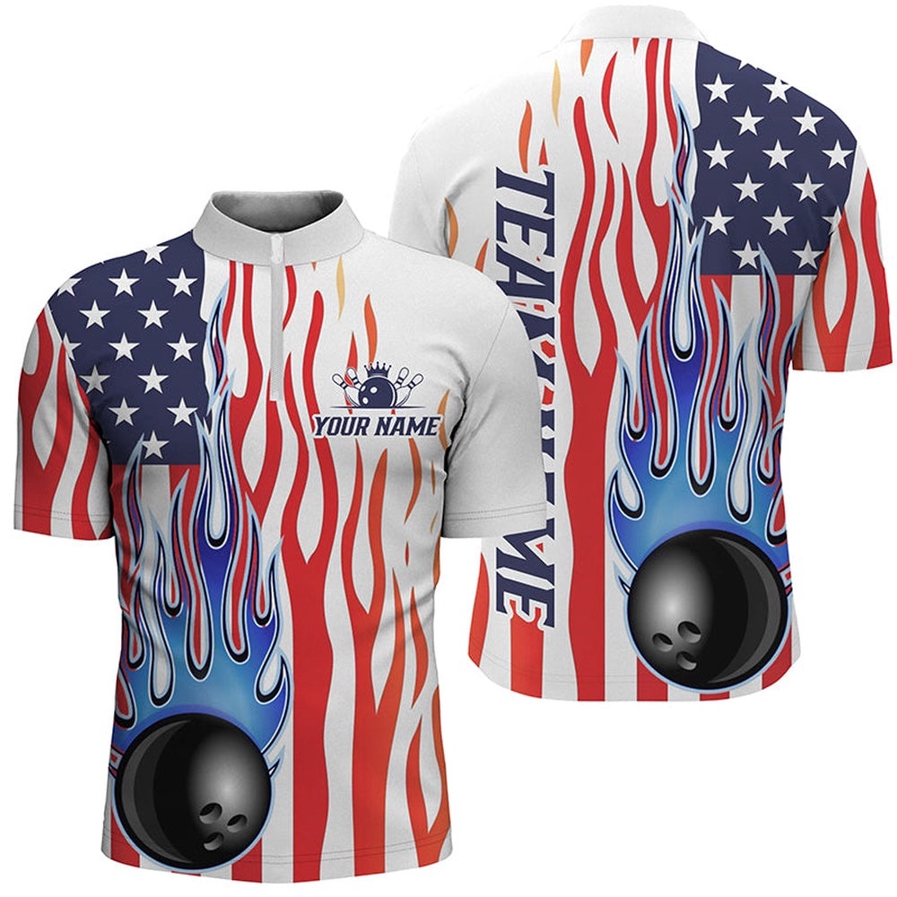 Flame American Flag Bowling Shirt For Men, Patriotic Bowling Uniform Bowling League Shirts, Custom Bowling Team Jersey Shirt Flame American Flag Bowling Shirt For Men, Patriotic Bowling Uniform Bowling League Shirts, Custom Bowling Team Jersey Shirt