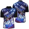 Flame Bowling Ball Bowling Shirts For Men And Women, Red And Blue Smoke Bowler Outfit, Custom Bowling Team Jersey Shirt