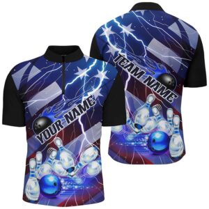 Flame Bowling Ball Blue Lightning American Flag&hellip;