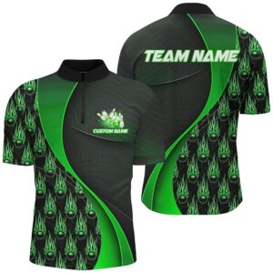 Flame Bowling Ball Pattern Bowling Shirts For&hellip;
