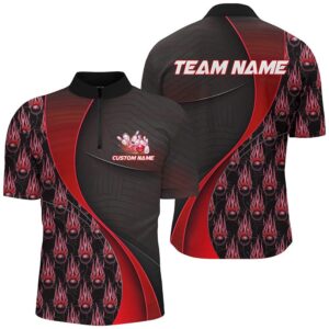 Flame Bowling Ball Pattern Bowling Shirts For&hellip;