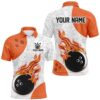 Flame Bowling Shirt Custom Name My Balls Are On Fire Bowling Polo Shirts For Men, Bowling Polo Shirt, Personalized Bowling Team Shirt