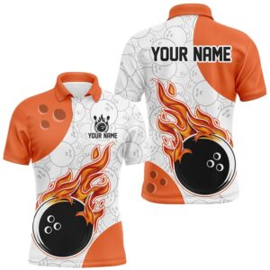 Flame Bowling Shirt Customized Orange Bowling Polo&hellip;