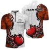 Flame Bowling Shirts For Men And Women, Bowling Ball Bowling Team Shirt, Custom Bowling Team Jersey Shirt