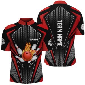 Flame Bowling Team Jersey Red Bowling Shirts&hellip;