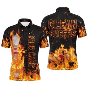 Flame Men Polo Bowling Shirt, Clean Sweeps&hellip;