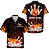 Flame Skull Button-UpHawaiian Shirt, Custom Bowling Shirt, Custom Team Bowling Hawaiian Shirt