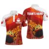 Flame Polo Bowling Shirt, Men Short Sleeves Bowlers Polo Shirt Custom Team Name, Personalized Bowling Team Shirt