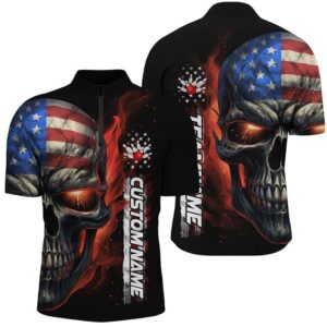 Flame Skull American Flag Team Bowling Shirts&hellip;