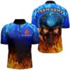 Flame Skull Bowling Shirts For Men, Skull Team Bowling Jersey Bowling Team Shirt, Custom Bowling Team Jersey Shirt