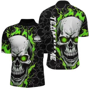 Flaming Skull Team Bowling Shirts For Men,&hellip;