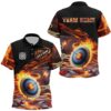 Flaming Target Archery Polo Shirts For Men, Fire Bow And Arrow Archery Team Shirts, Custom Archery Team Polo Shirt