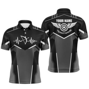 Funny Archery Heartbeat Polo Shirts For Men&hellip;