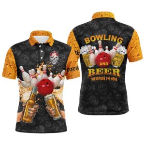 Funny Bowling Beer Skull Bowling Shirts For&hellip;