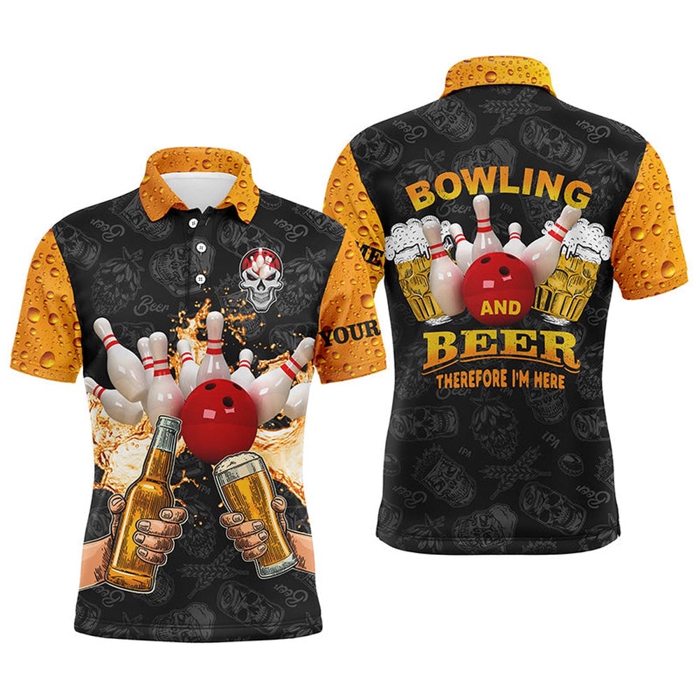 Funny Bowling Beer Skull Bowling Shirts For Men Custom Name Bowling And Beer Therefore I’M Here, Personalized Bowling Team Shirt Funny Bowling Beer Skull Bowling Shirts For Men Custom Name Bowling And Beer Therefore I’M Here, Personalized Bowling Team Shirt