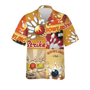 Funny Bowling Hawaiian Shirts, Button Down Bowling&hellip;