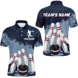 Funny Bowling Shirt For Men Custom Navy&hellip;