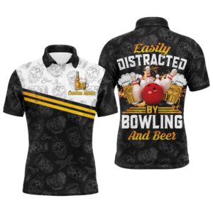 Funny Bowling Shirt For Men Easily Distracted&hellip;