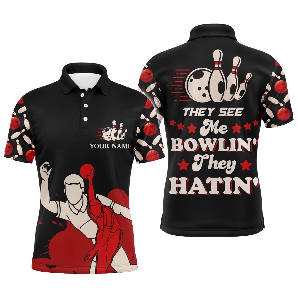 Funny Bowling Shirt For Men Name They See Me Bowlin’ They Hatin’ Bowler Polo Polo Shirt, Personalized Bowling Team Shirt Funny Bowling Shirt For Men Name They See Me Bowlin’ They Hatin’ Bowler Polo Polo Shirt, Personalized Bowling Team Shirt