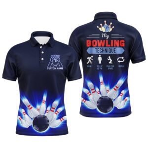 Funny Bowling Technique Men Polo Shirt, Name&hellip;